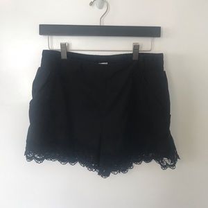 Xhiliration | Black Lace Bottom Shorts Size XL
